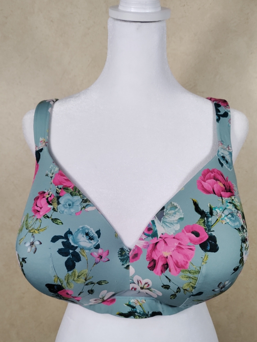 H191 Cacique Teal Floral Lightly Padded Underwire Bra 40DDD